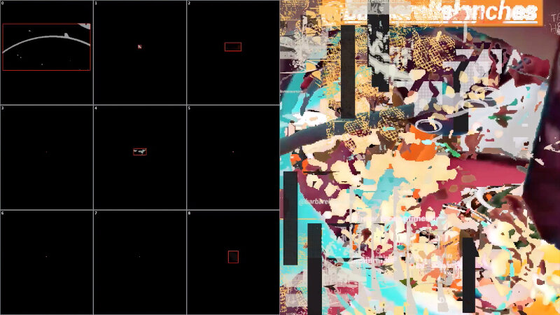 The software building another collage out of shredded colour and text
